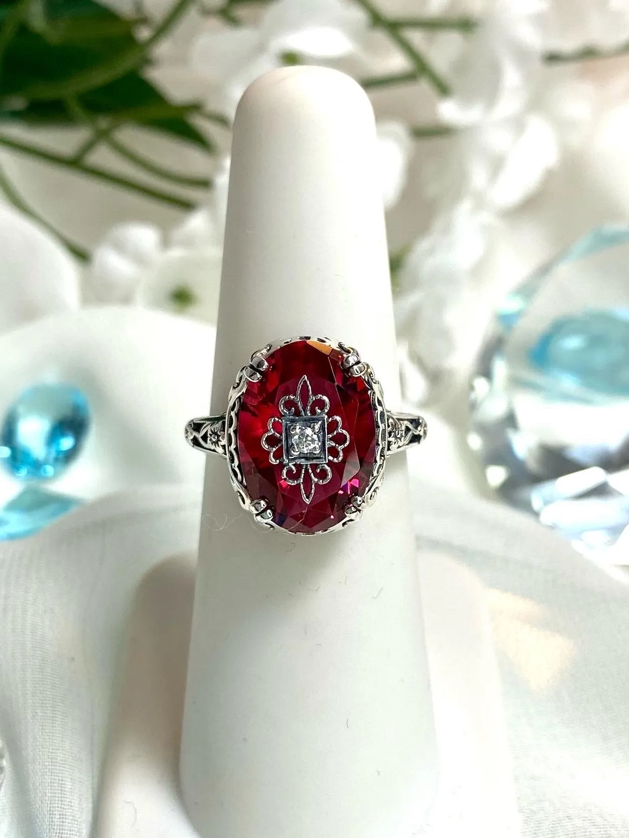 Pink Ring or Save 15% on Jewelry Set, Sterling Silver Embellishment, Edwardian Jewelry #D70e