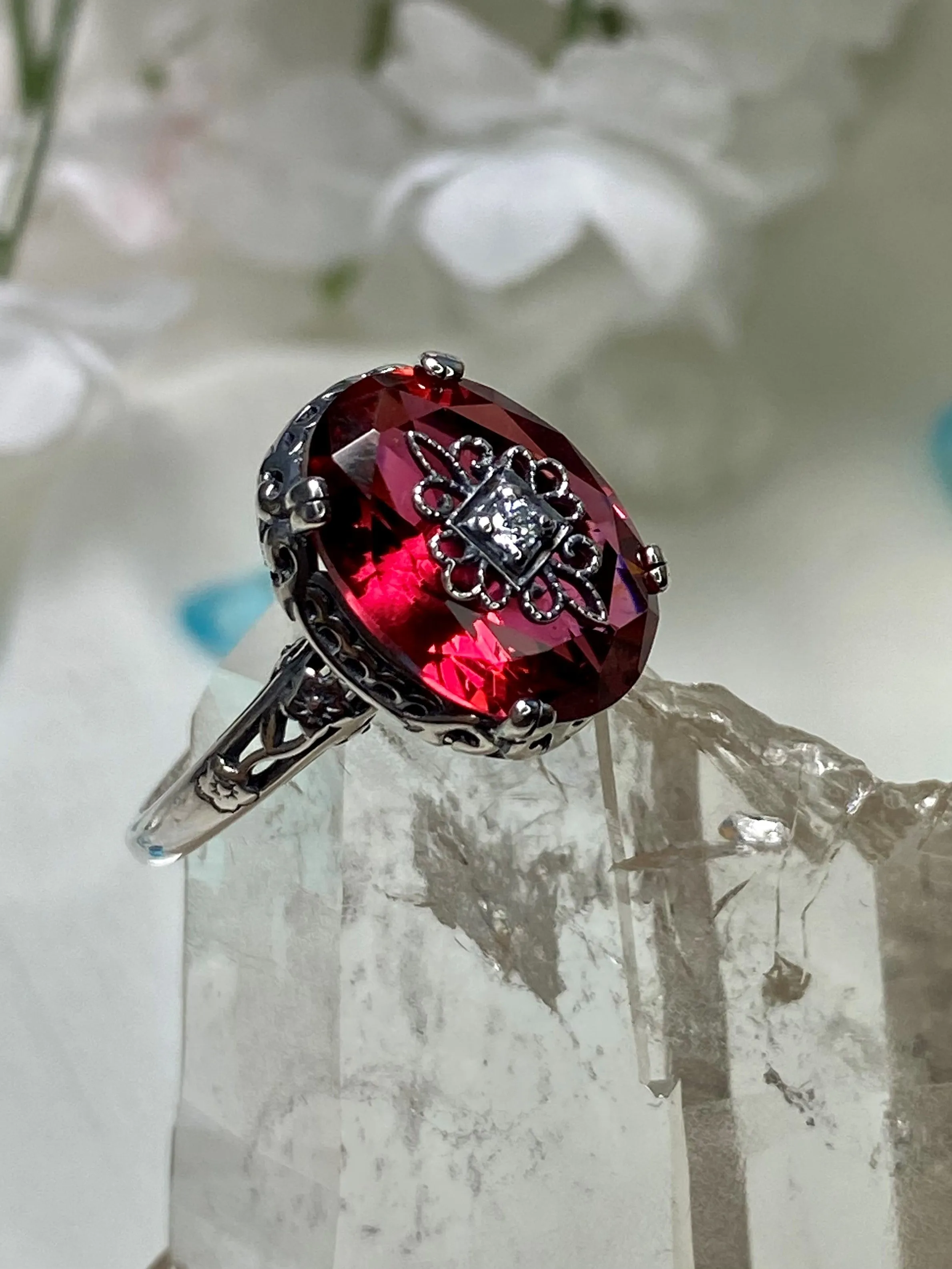 Pink Ring or Save 15% on Jewelry Set, Sterling Silver Embellishment, Edwardian Jewelry #D70e