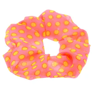 Pink White Polka Dot Elastic Hair Scrunchie