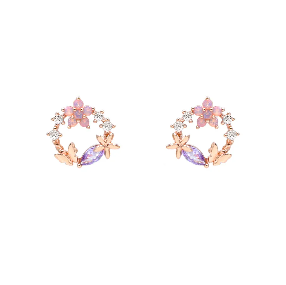 Pink Wreath Earrings