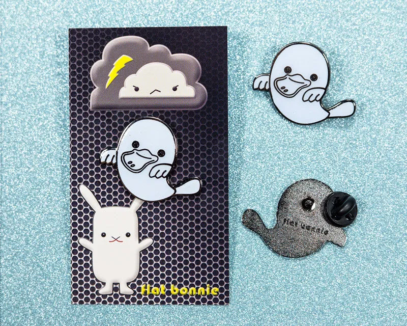 Platypus Ghost enamel pin - Glow in the Dark - GID enamel pin - Cloisonné lapel pin