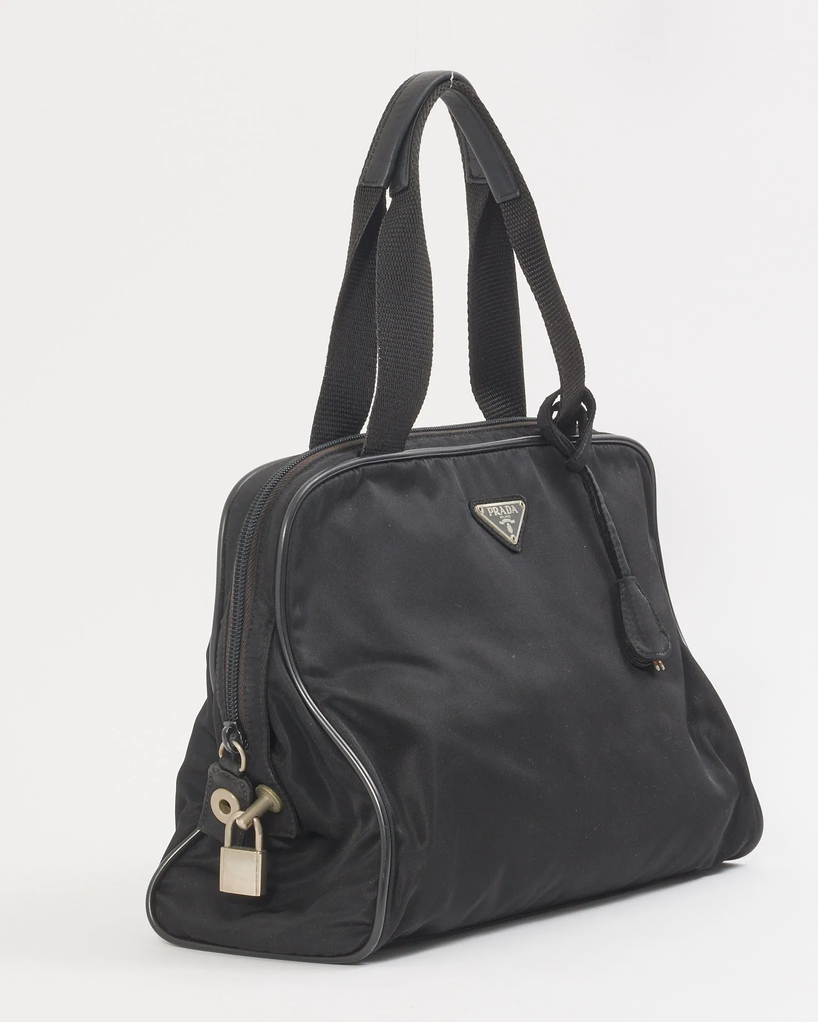 Prada Black Nylon Tessuto Top Handle Bag