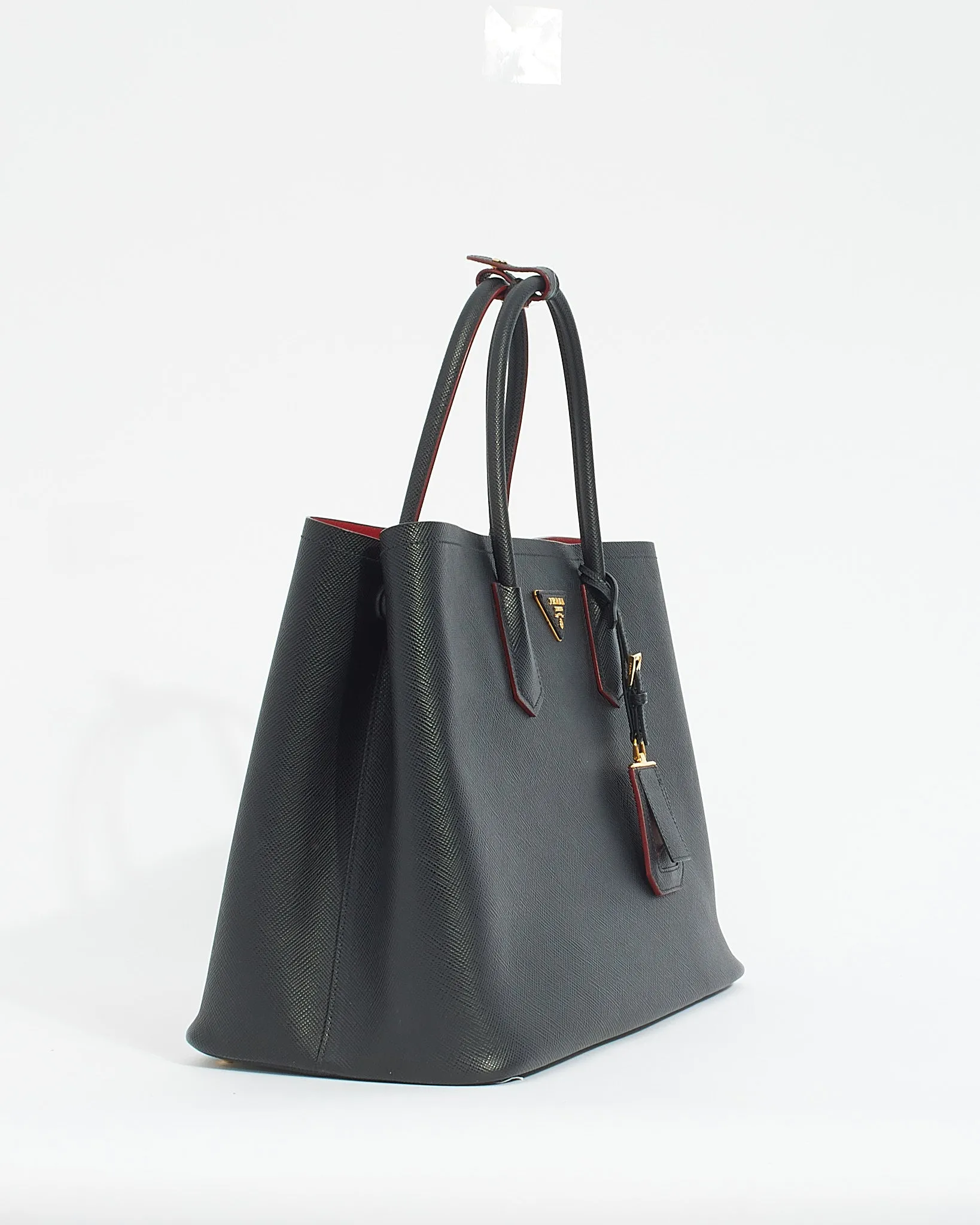 Prada Black Saffiano Leather Double Large Tote Bag