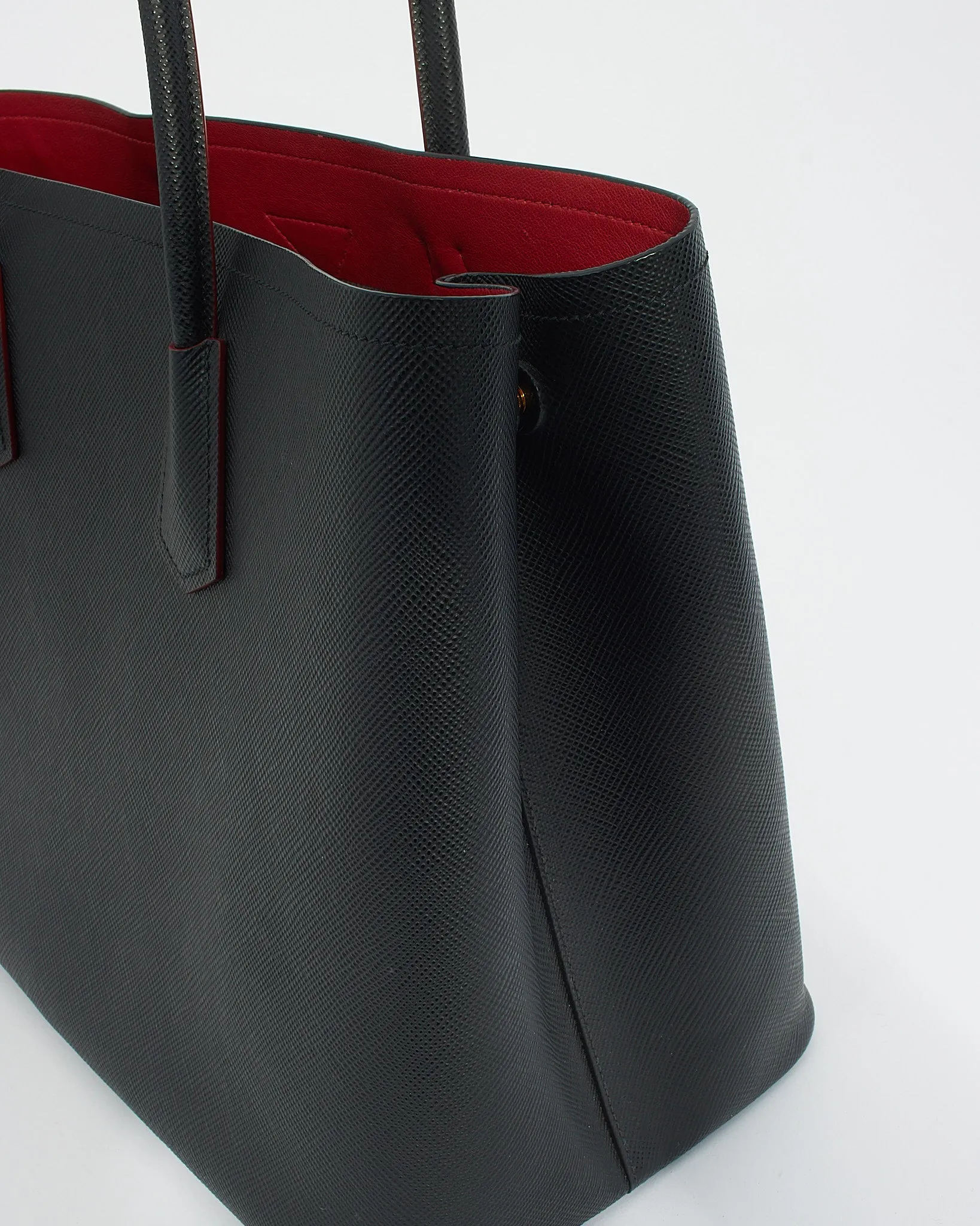 Prada Black Saffiano Leather Double Large Tote Bag