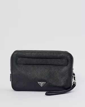 Prada Black Saffiano Leather Wristlet Pouch