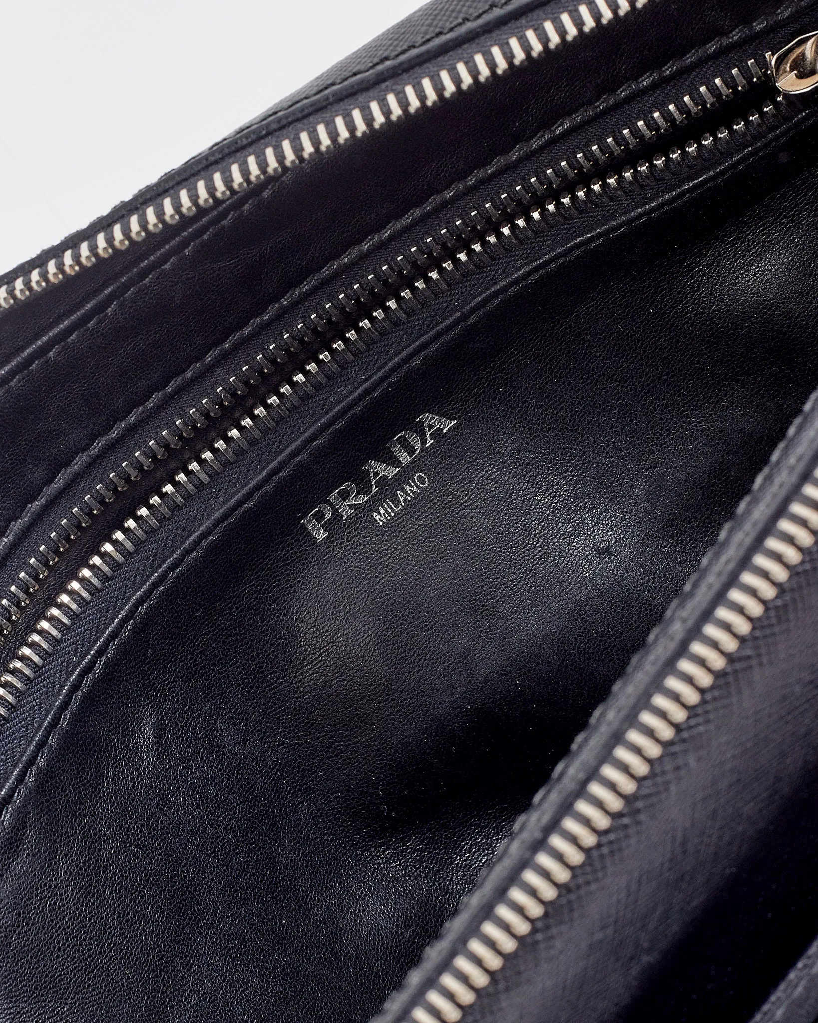 Prada Black Saffiano Leather Wristlet Pouch