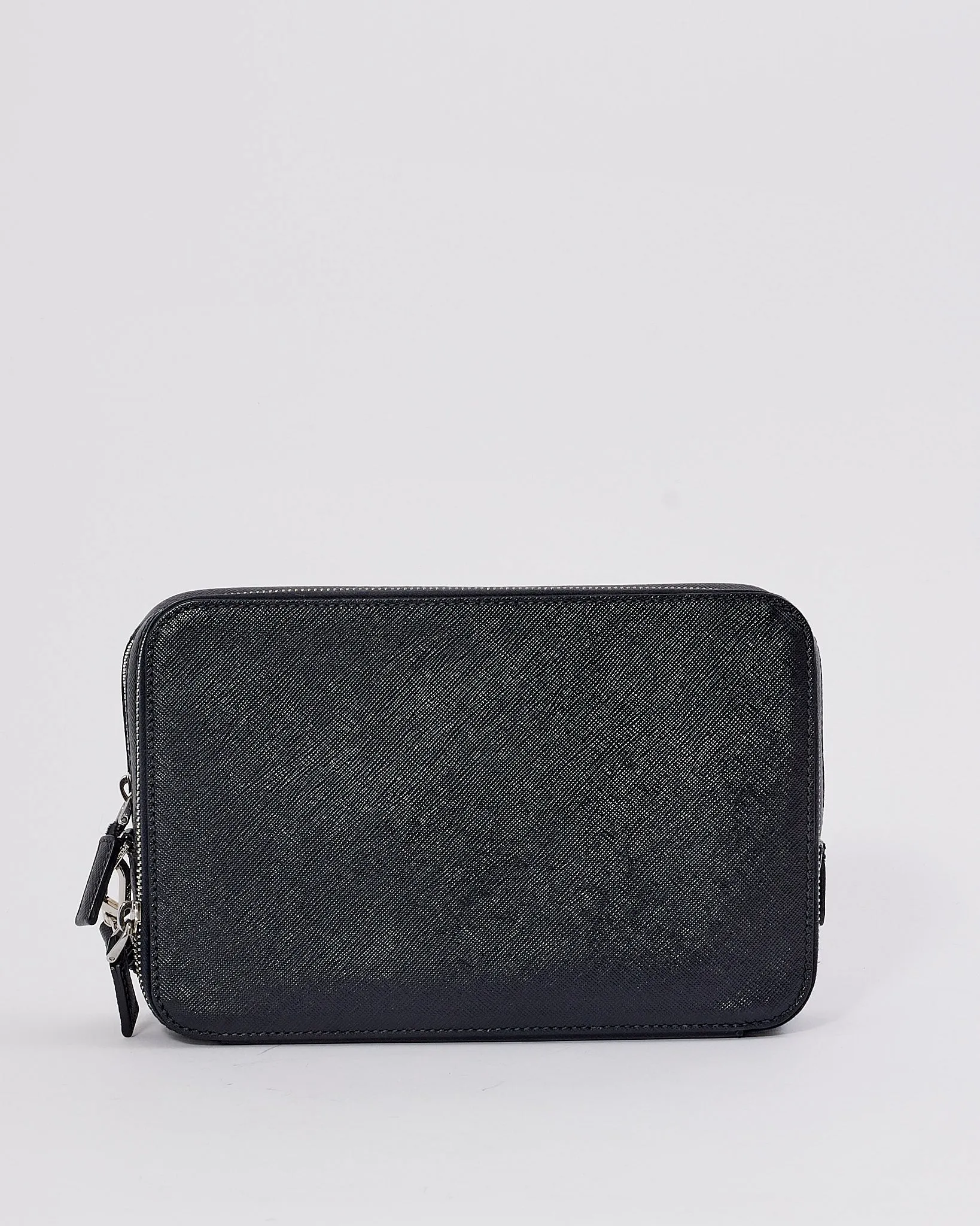 Prada Black Saffiano Leather Wristlet Pouch