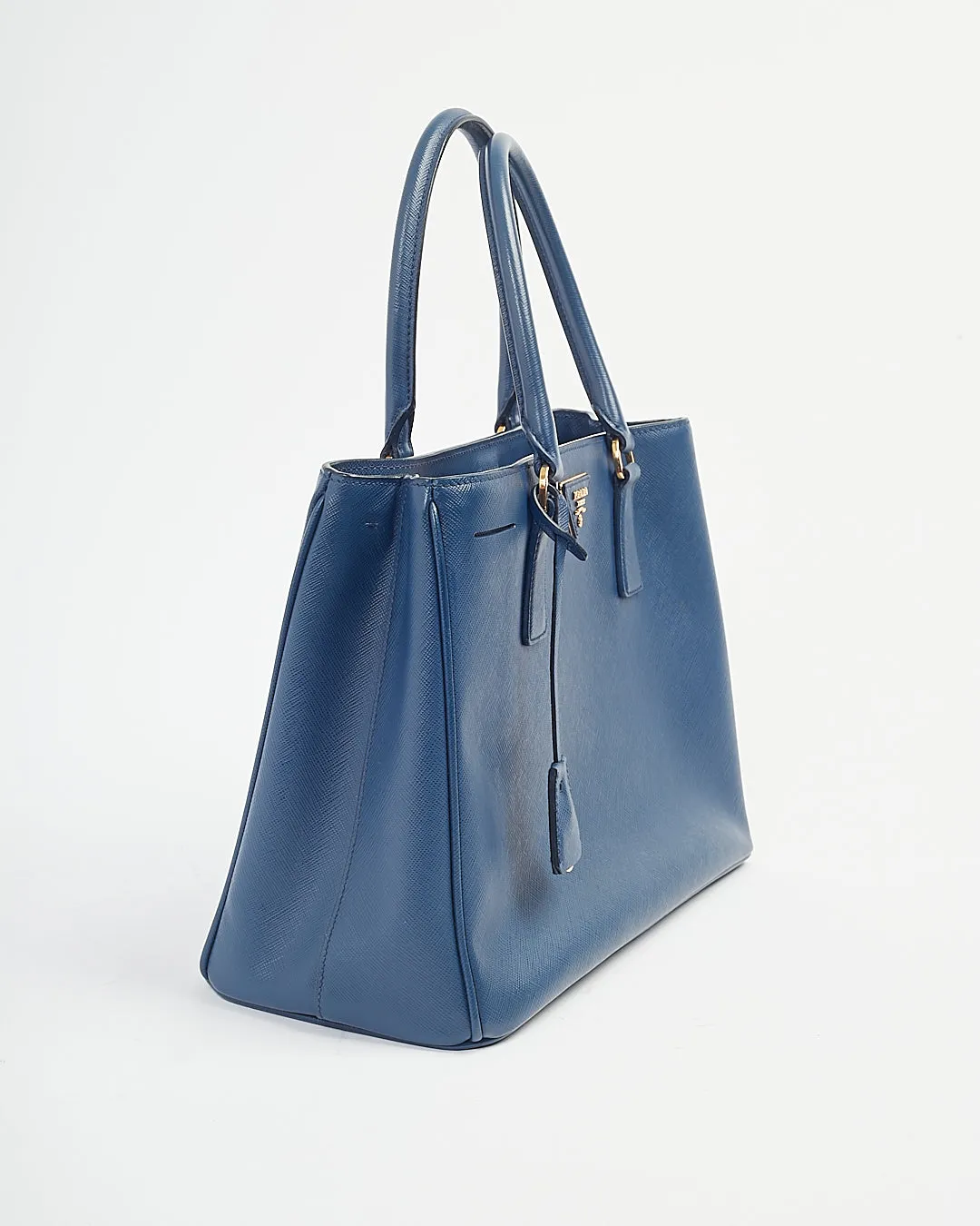 Prada Bluette Saffiano Leather Medium Saffiano Lux Galleria Zip Tote