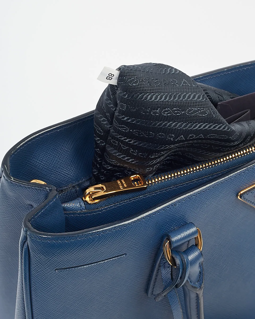 Prada Bluette Saffiano Leather Medium Saffiano Lux Galleria Zip Tote