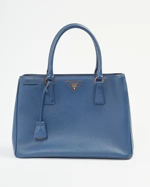 Prada Bluette Saffiano Leather Medium Saffiano Lux Galleria Zip Tote