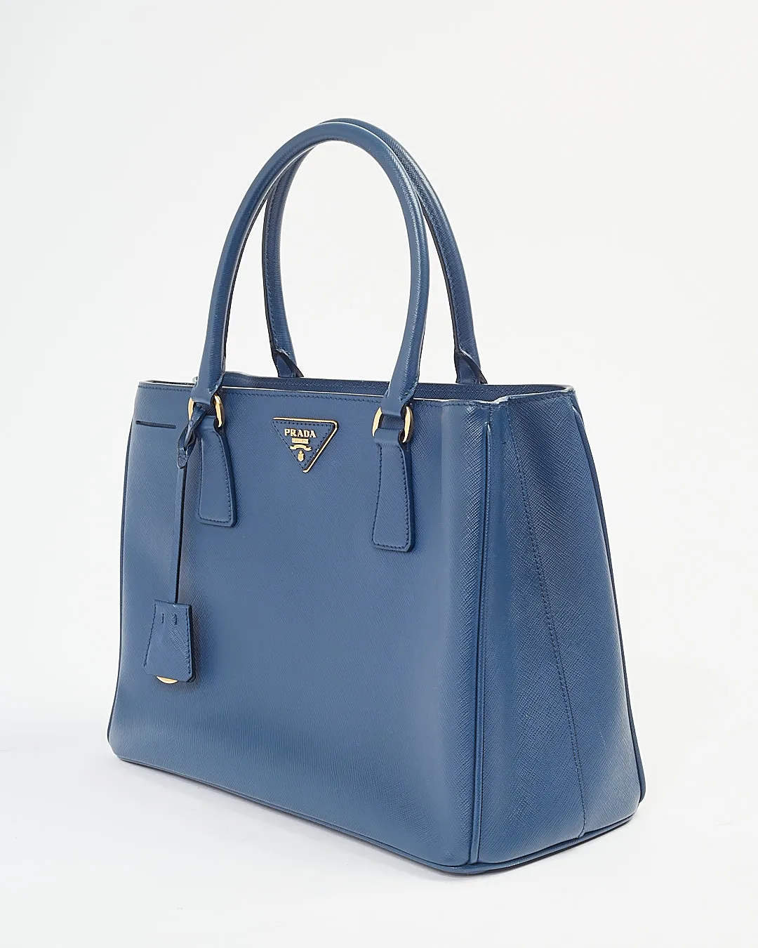 Prada Bluette Saffiano Leather Medium Saffiano Lux Galleria Zip Tote