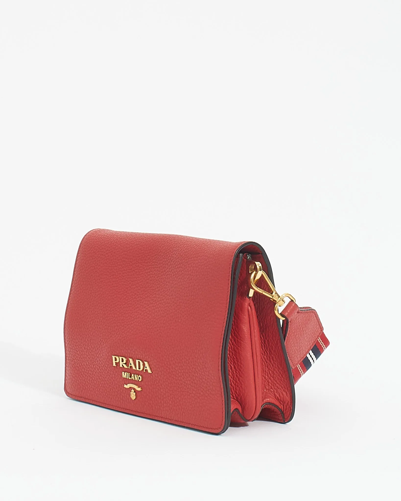 Prada Red Leather Vitello Daino Shoulder Bag