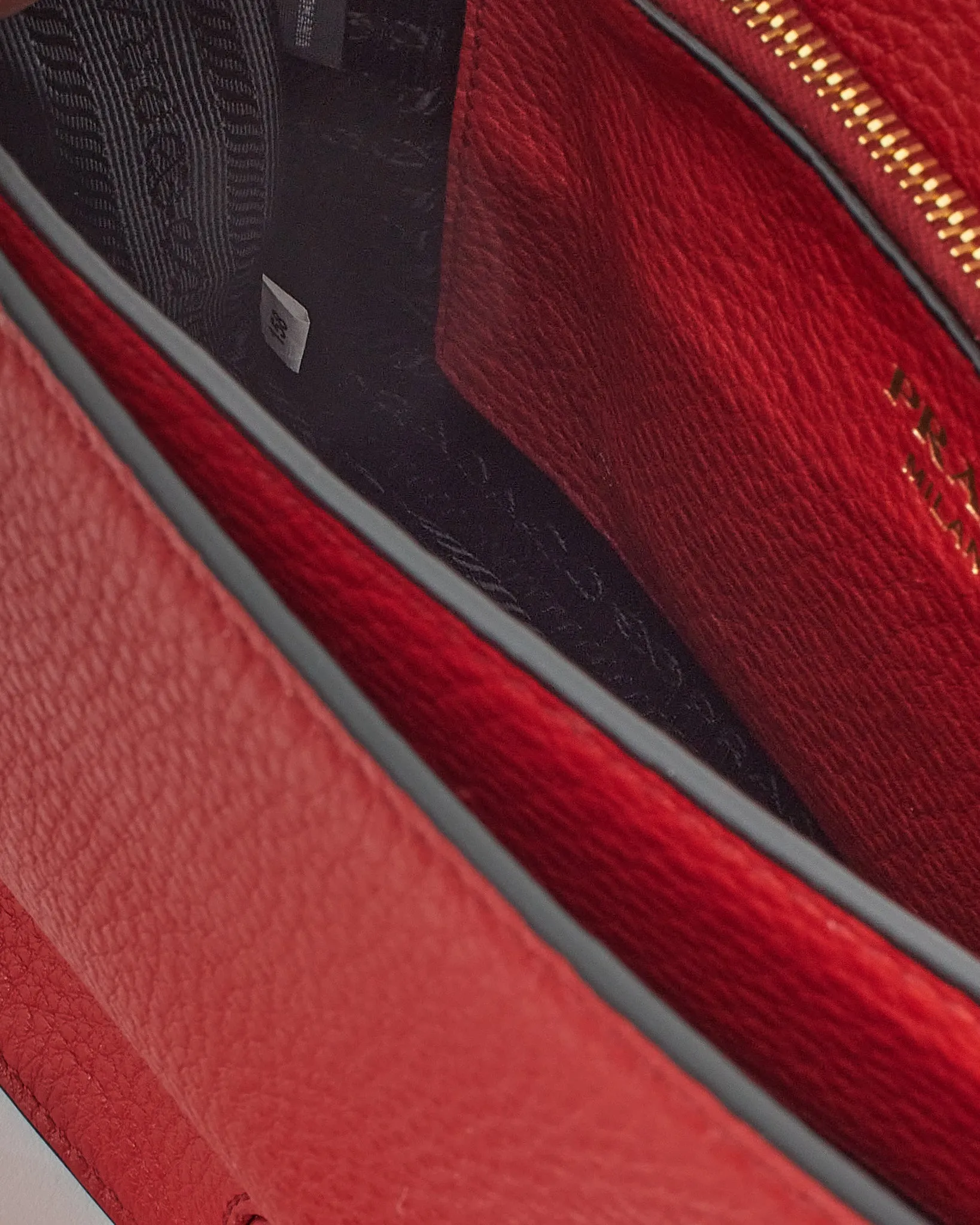 Prada Red Leather Vitello Daino Shoulder Bag