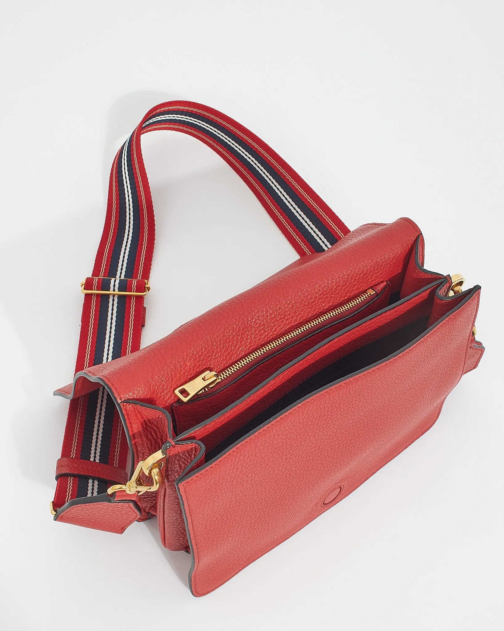 Prada Red Leather Vitello Daino Shoulder Bag