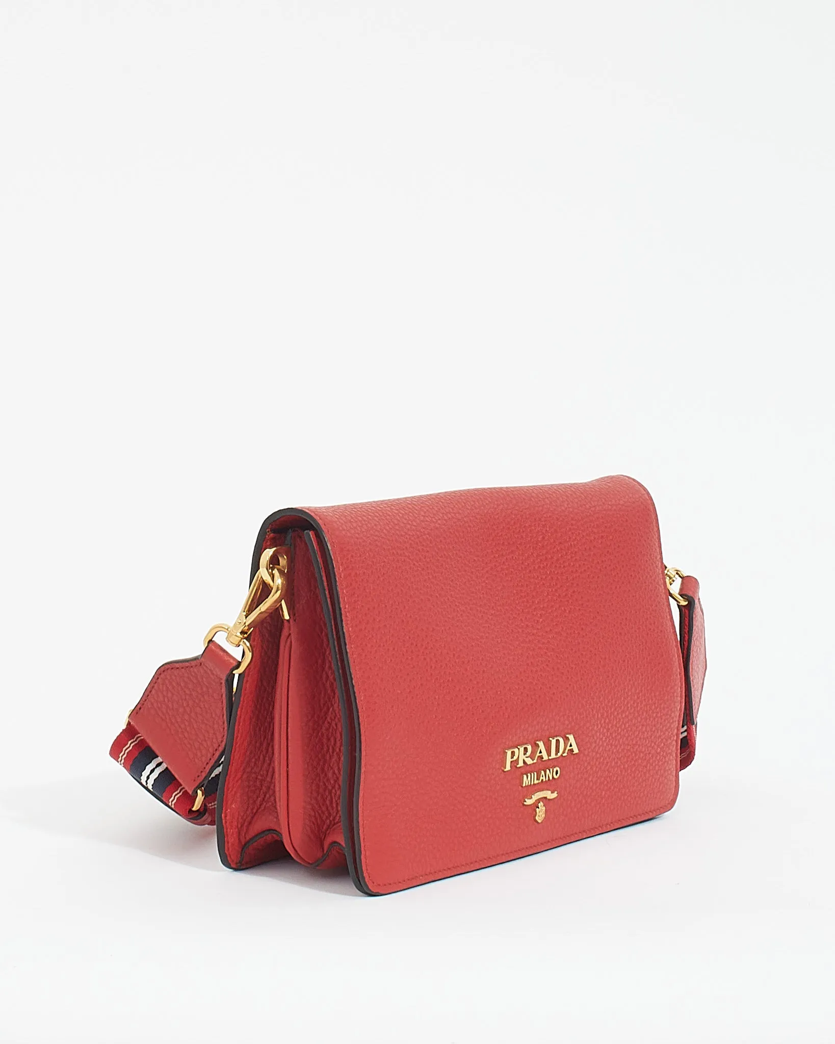 Prada Red Leather Vitello Daino Shoulder Bag