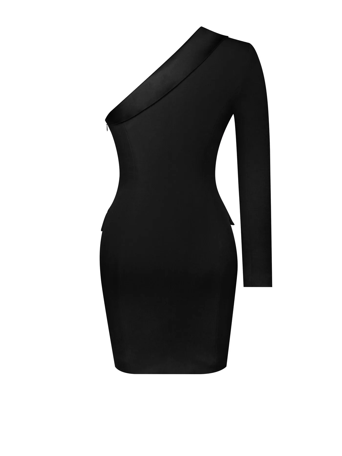 PRE-ORDER Caressa Sleeved Black Crepe Tuxedo Blazer Dress x Black