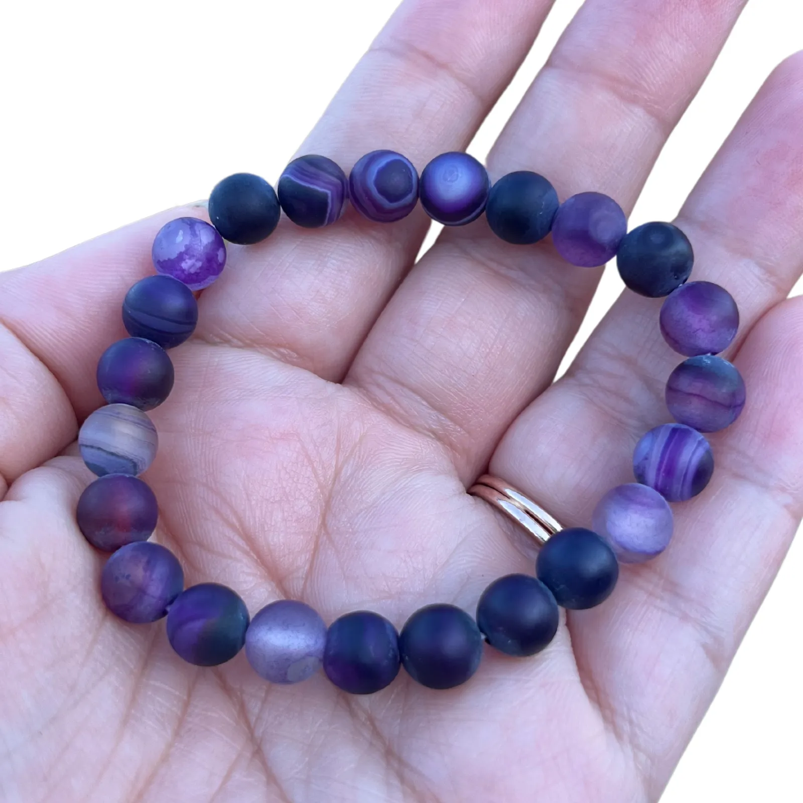 Purple Banded Agate Stretch Bracelet 8mm