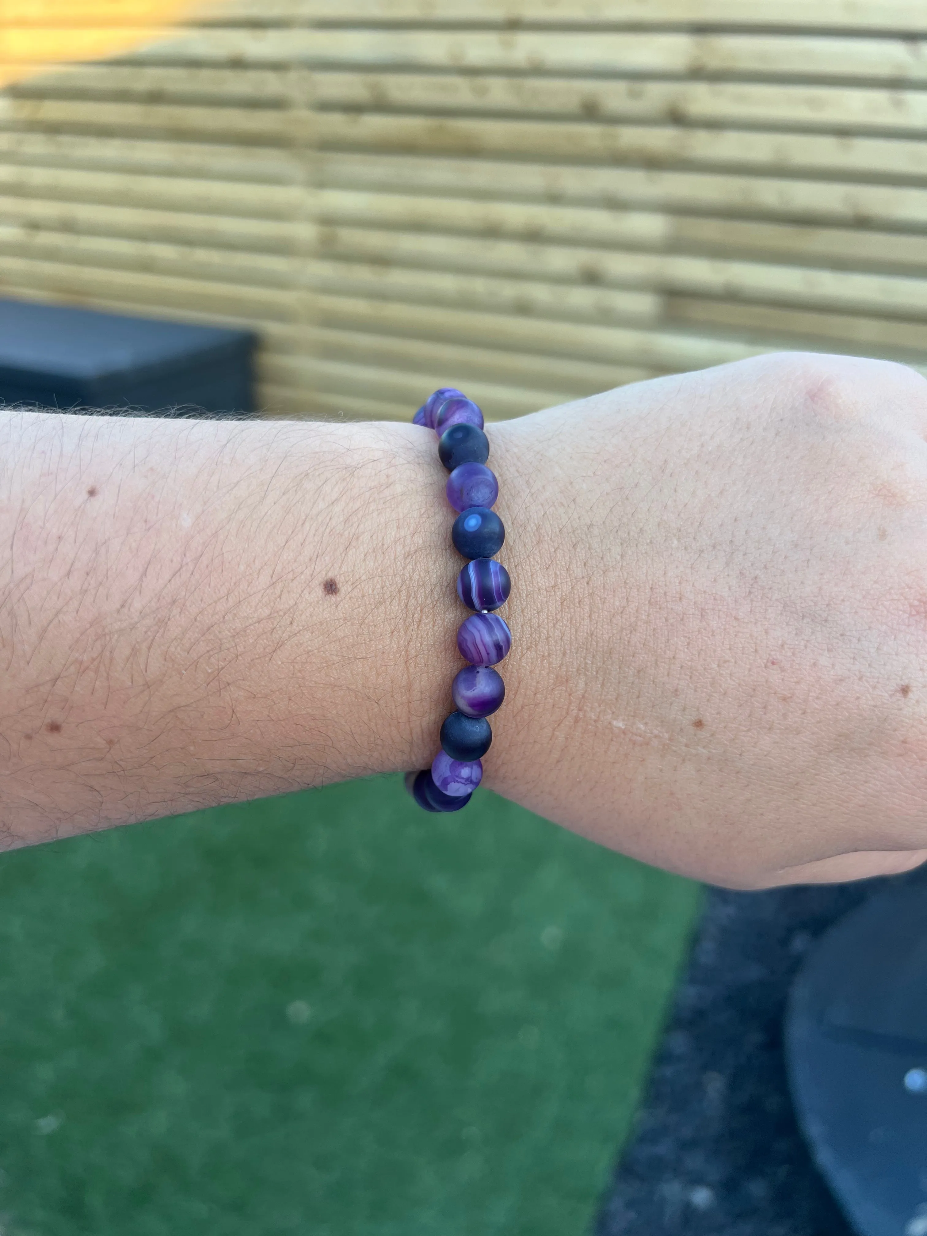 Purple Banded Agate Stretch Bracelet 8mm