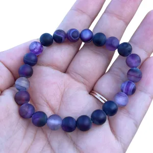 Purple Banded Agate Stretch Bracelet 8mm
