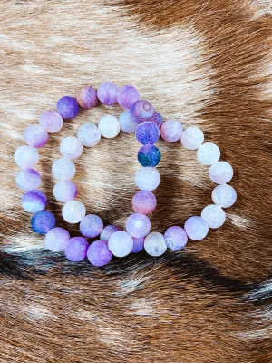 Purple Beaded Stretch Bracelet