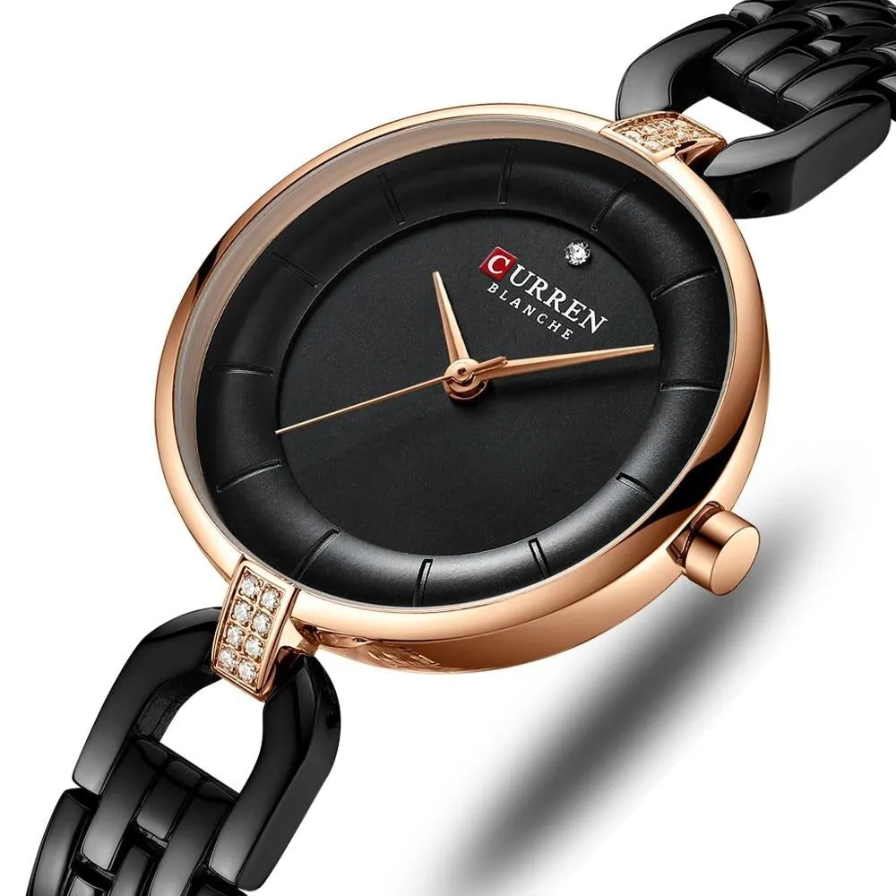 Quartz Women Luxury  Ladies Stainless Steel Bracelet Wristwatch