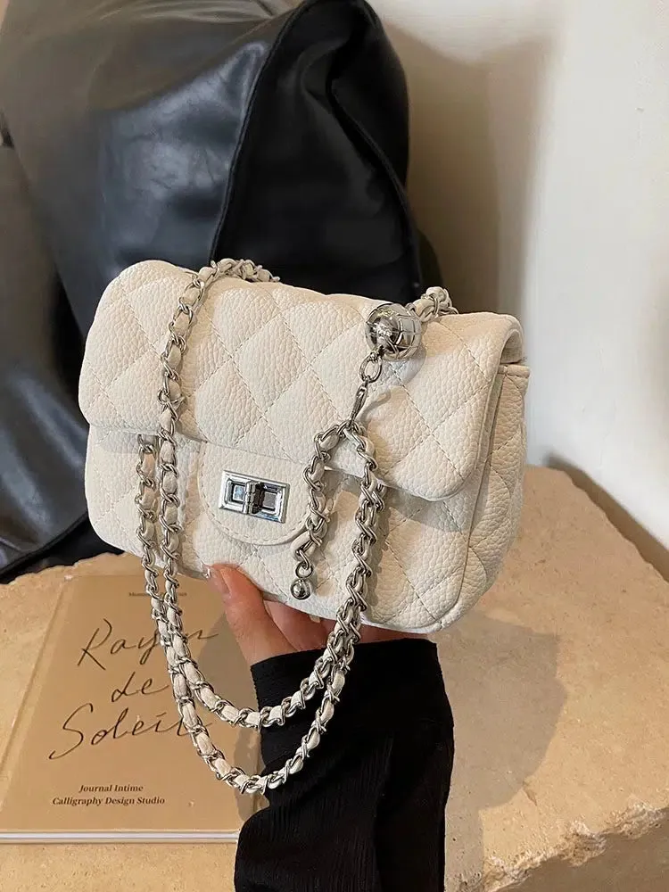Quilted Chain Strap Small Square Bag