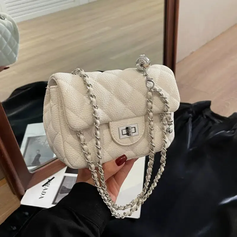Quilted Chain Strap Small Square Bag