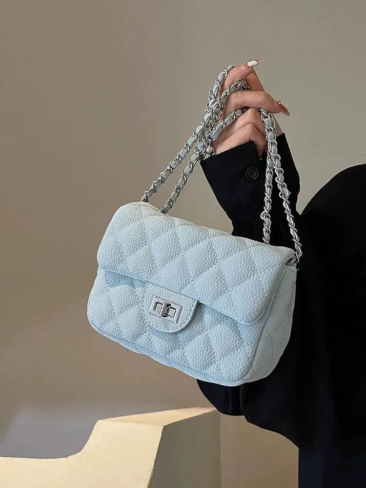 Quilted Chain Strap Small Square Bag