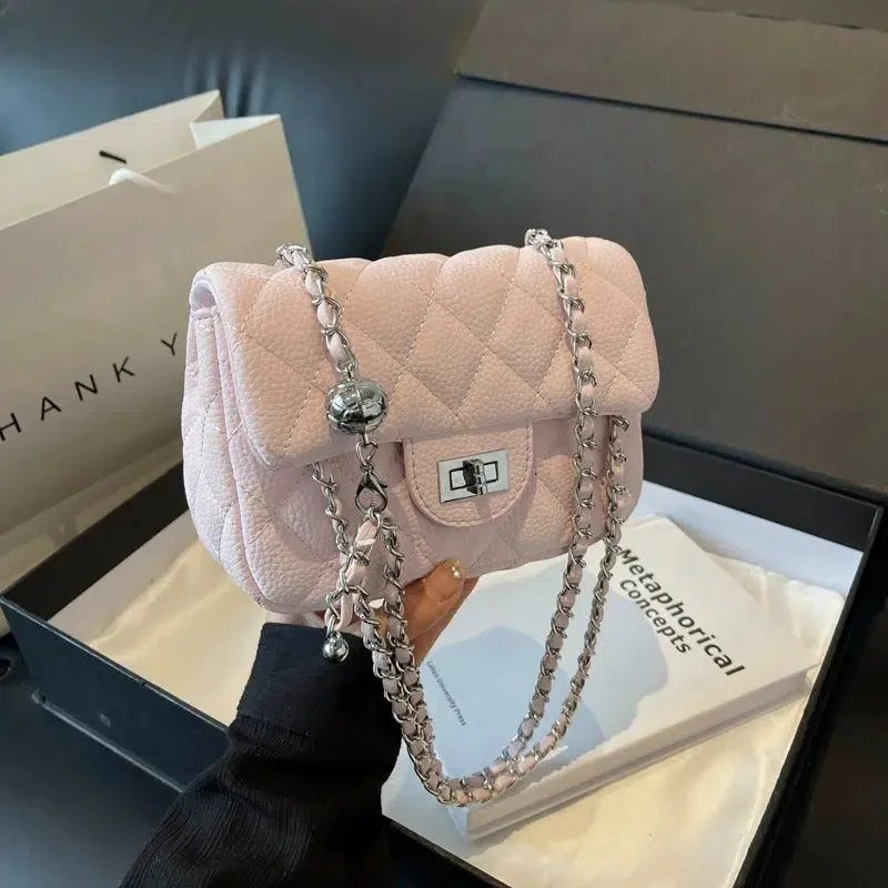Quilted Chain Strap Small Square Bag