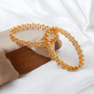💖"Pallavi Bandhan" Rose Gold Floral Bangle Set💖