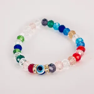 Rainbow Beaded Evil Eye Kids Bracelet – Colorful Protection 