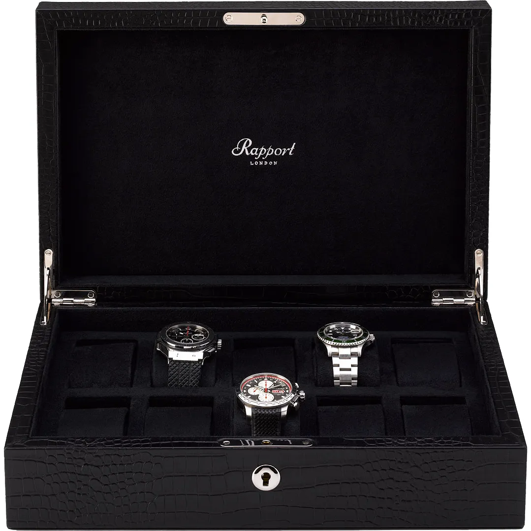 Rapport - Brompton 10 Watch Box in Black Croco | L264