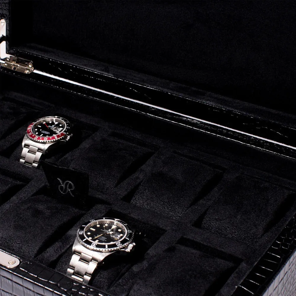 Rapport - Brompton 10 Watch Box in Black Croco | L264