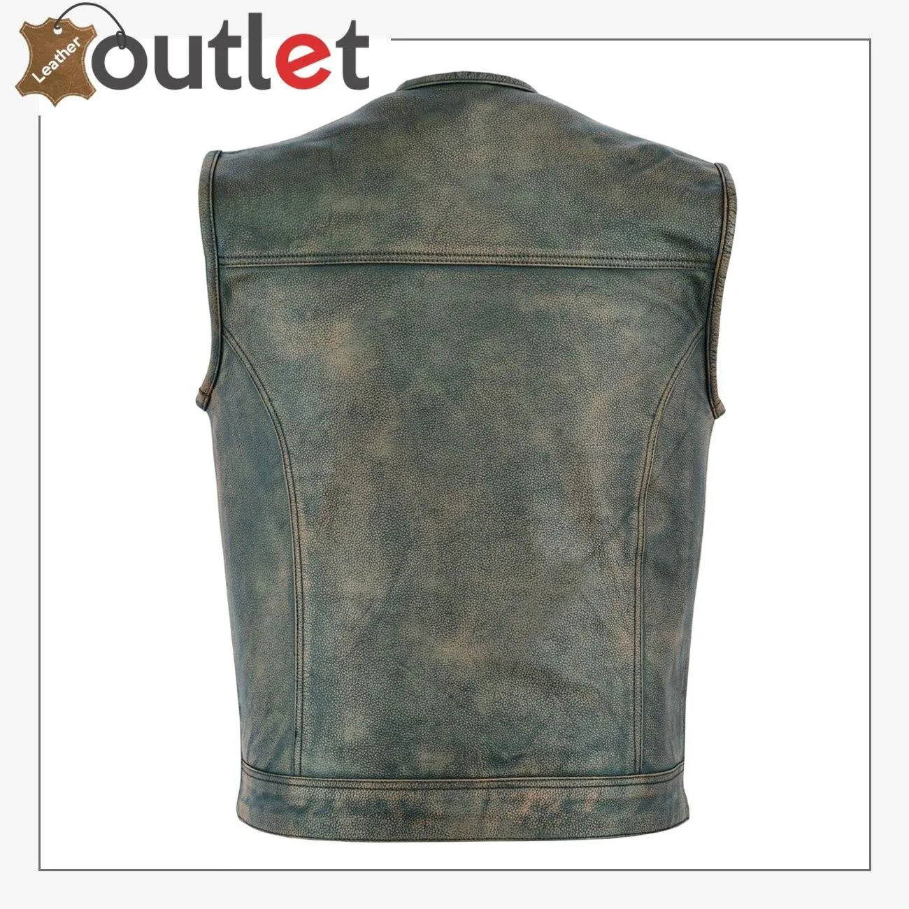 Real Motorbiker Leather Vest For Men