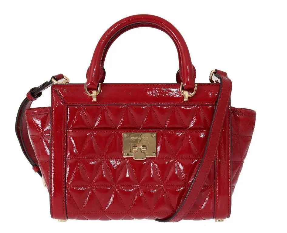 Red VIVIANNE Patent Messenger Bag