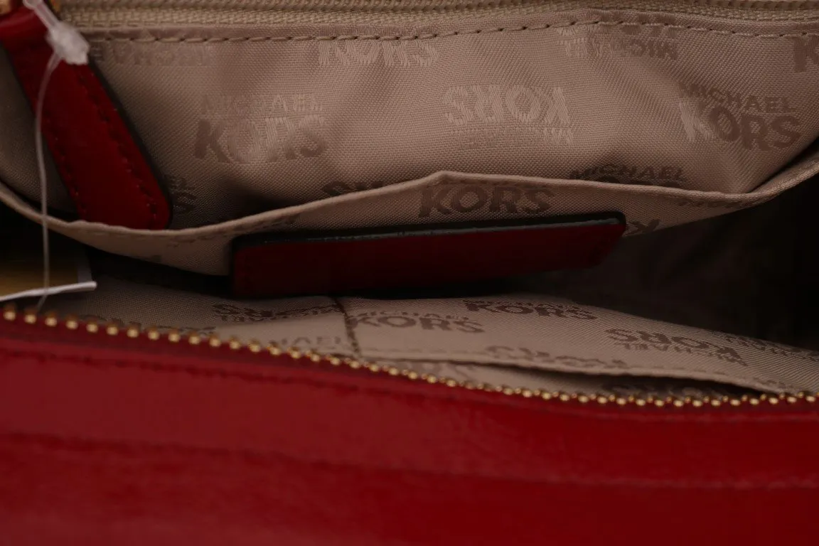 Red VIVIANNE Patent Messenger Bag