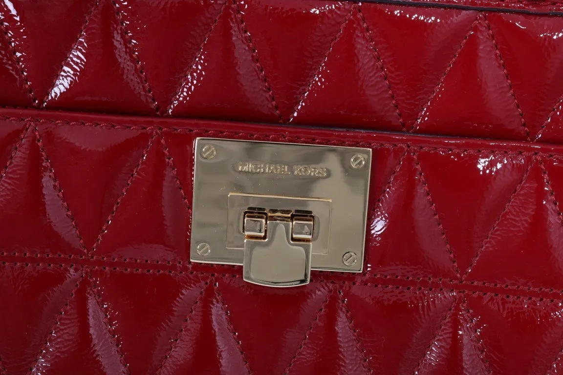 Red VIVIANNE Patent Messenger Bag
