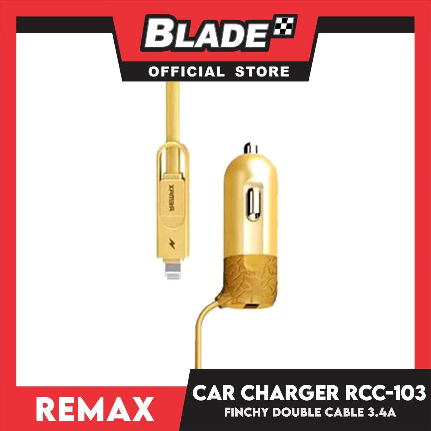 Remax Car Charger RC-C103 3.4A Micro / Lightning USB Finchy for Android & iOS