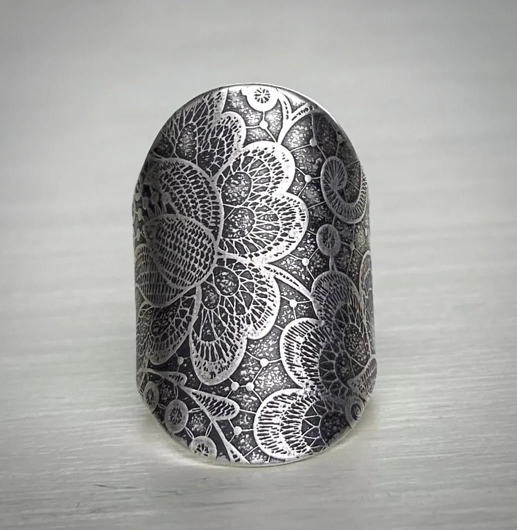 Reserved: Floral Lace Saddle Ring