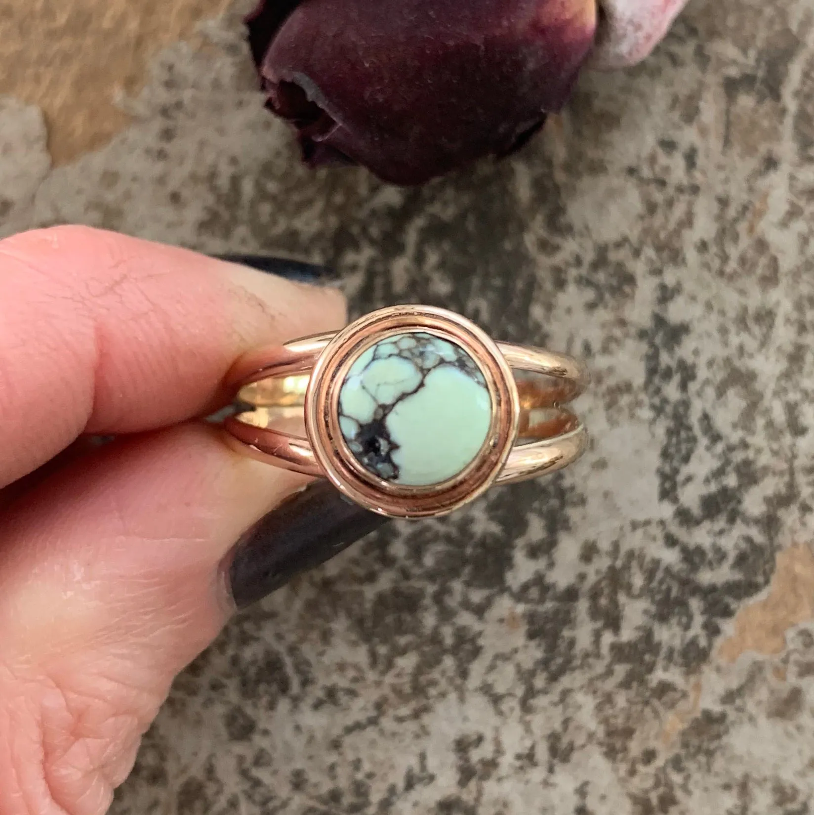 RESERVED FOR LYNN - Poseidon Variscite ring in 14K gold-fill