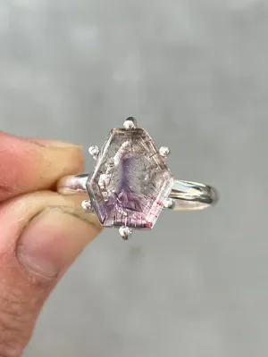 RESERVED FOR MICHAEL - Amethyst/hematite/quartz ring in silver