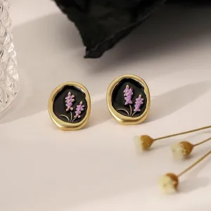 Retro Minimalist French Lavender Flower Earrings