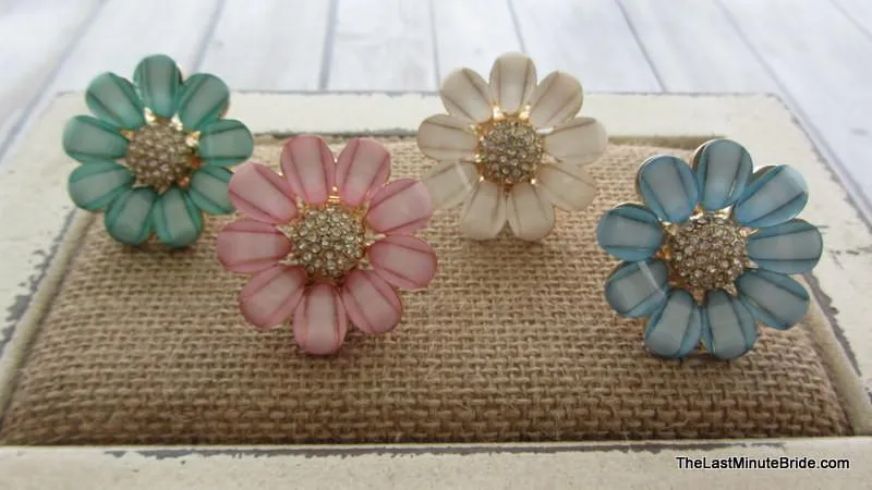 Rhinestone Flower Stretch Ring (more colors)