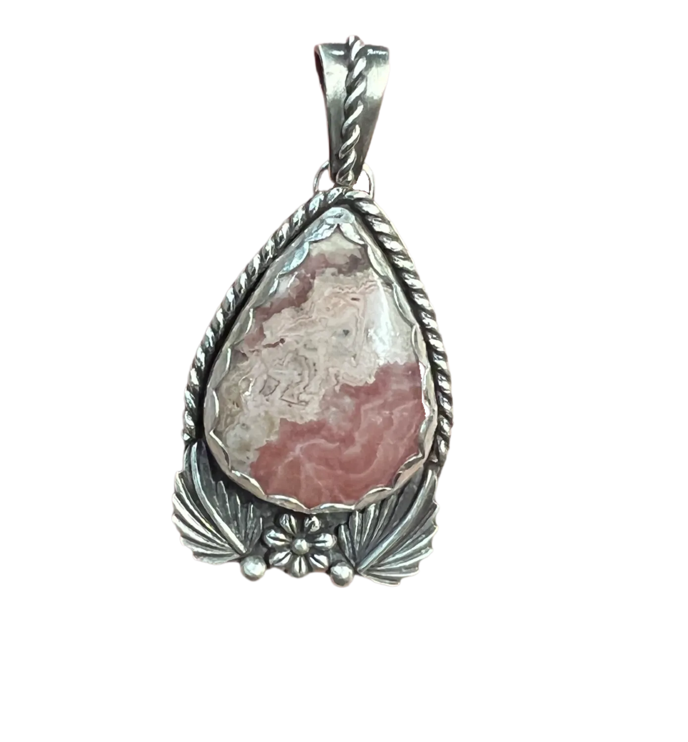 Rhodonochrosite Floral Pendant