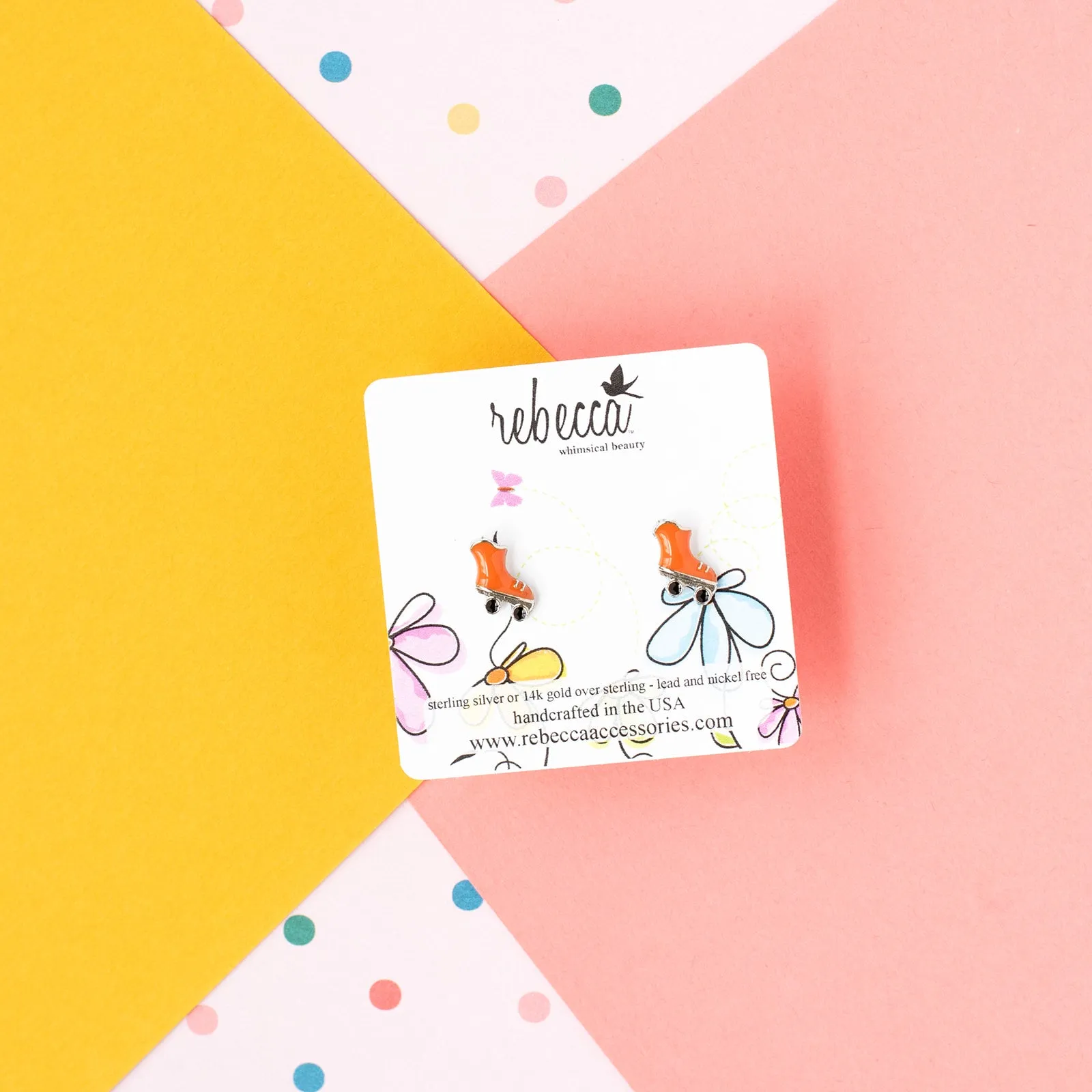 Roller Skate Enamel Post Stud Earring - Children's