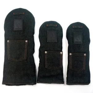 Rose & Fire Black Raw Denim Headcover Set Set of 3 (DR/FW3/FW5)