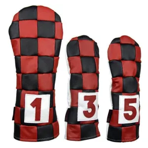 Rose & Fire Checkered Premium USA Leather Headcover 5 Wood