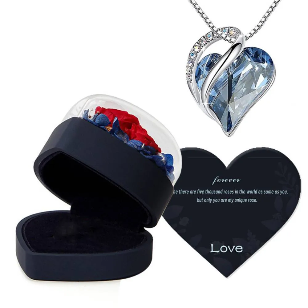 Rose Jewelry Box Heart Gift Box Necklace Gift Box Valentine's Day Gift for Her