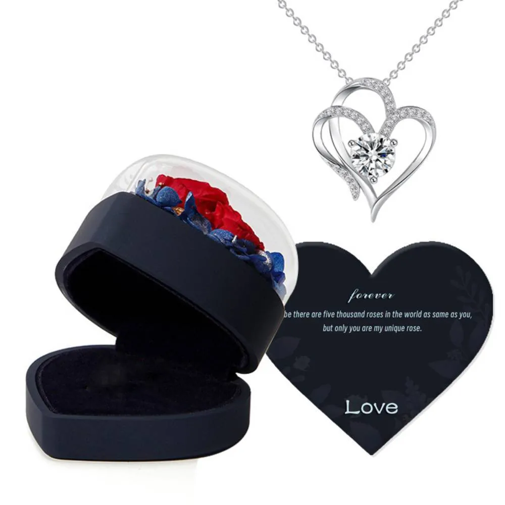 Rose Jewelry Box Heart Gift Box Necklace Gift Box Valentine's Day Gift for Her