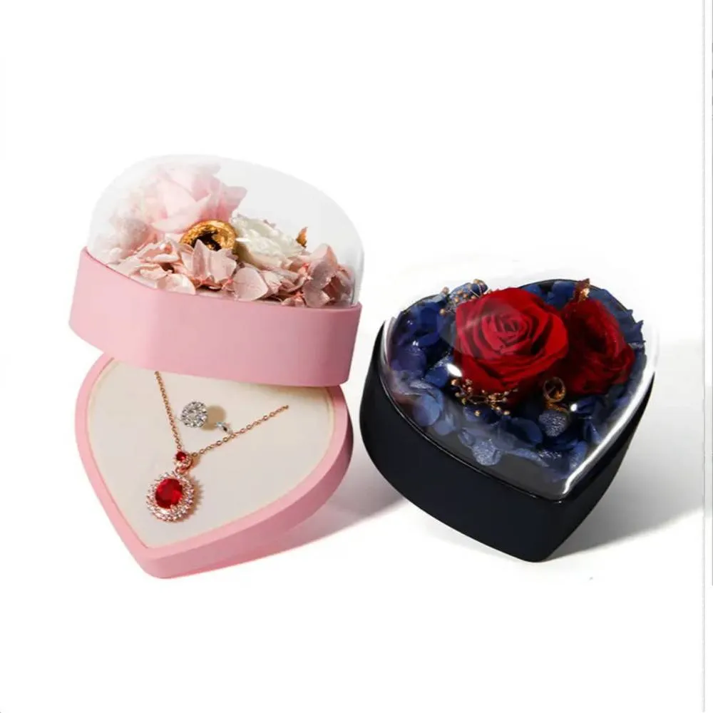 Rose Jewelry Box Heart Gift Box Necklace Gift Box Valentine's Day Gift for Her
